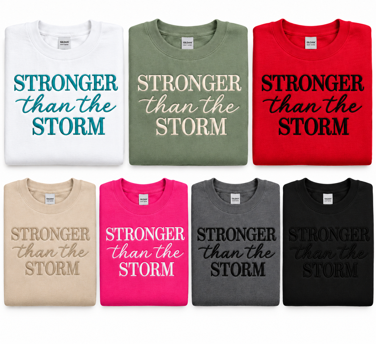 Stronger Than the Storm Crewneck Sweatshirt Embroidery